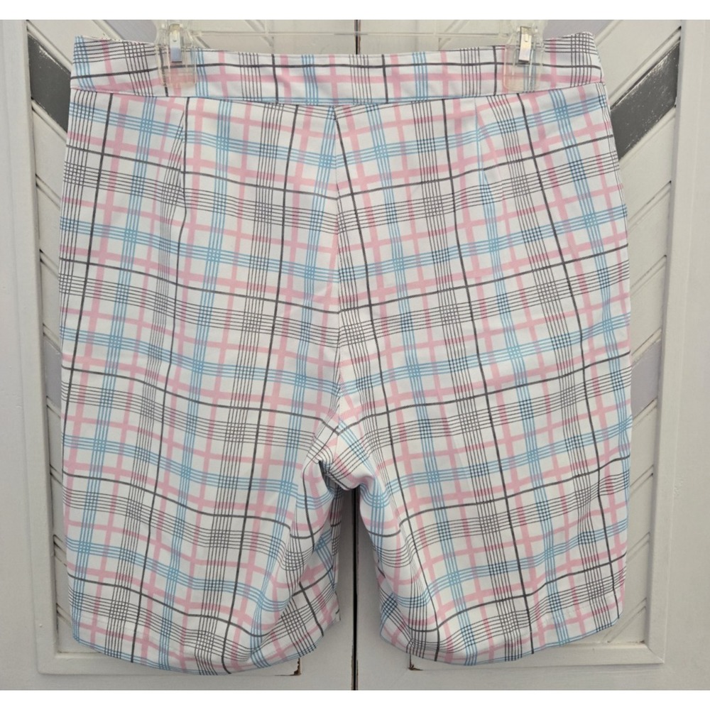 Callaway Women's 10 Pastel Blue Pink White Plaid Moisture Wicking Golf Shorts - Picture 4 of 16